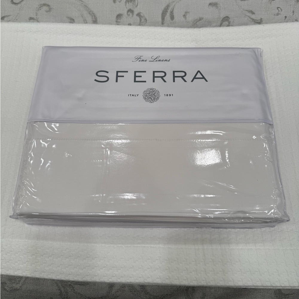 SFERRA LEONARDO PERCALE 4-PIECE CAL-KING SHEET SET IN WHITE MADE IN ITALY